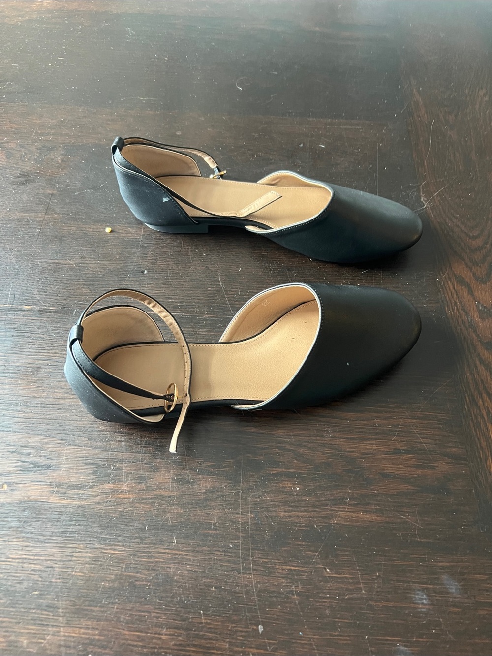 Women’s Black Ankle-Strap Flats - Classic Comfortable Style